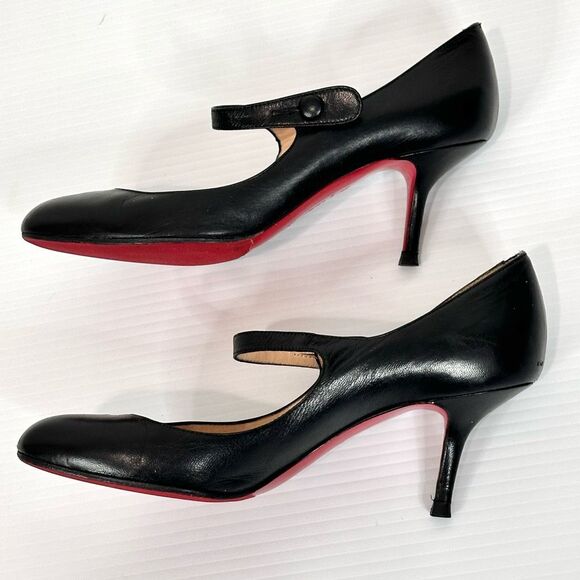 Christian Louboutin Leather Mary Jane Pumps EU 38.5 / US 8.5 Classic Luxury - Picture 11 of 16